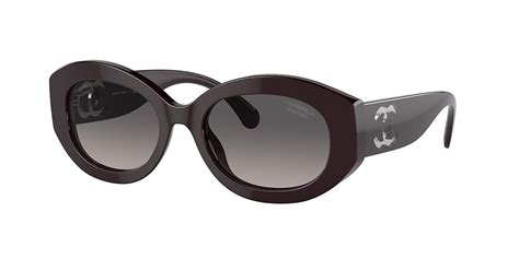 Chanel Oval Sunglasses CH5528 53 Grey & Aubergine Polarised .